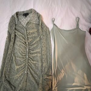 Dolls Kill Light Green Lace Mesh Blouse with Green Undershirt